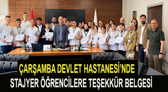 STAJYER ÖĞRENCİLERE TEŞEKKÜR BELGESİ