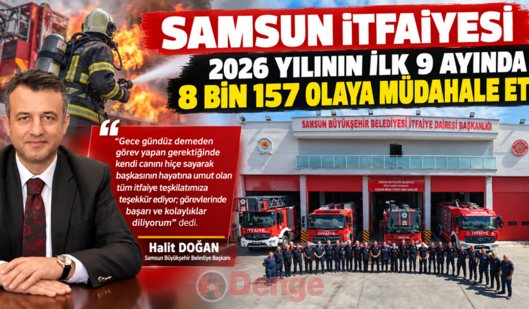 SAMSUN İTFAİYESİ 2026 YILININ İLK 9 AYINDA 8 BİN 157 OLAYA MÜDAHALE ETTİ