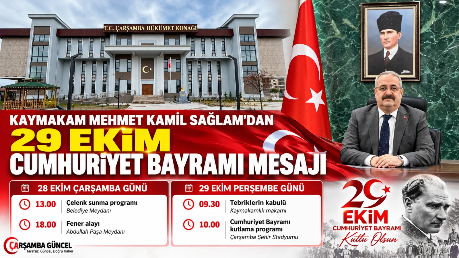Çarşamba’da 29 Ekim Cumhuriyet Bayramı