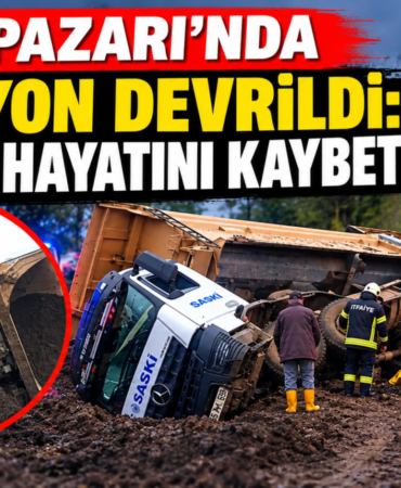 Salıpazarı’nda Kamyon Devrildi