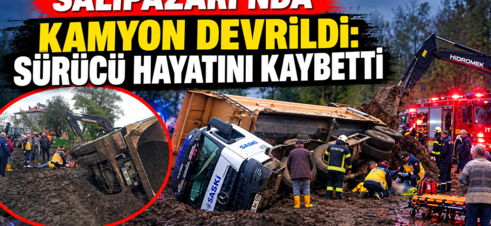 Salıpazarı’nda Kamyon Devrildi