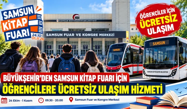 BÜYÜKŞEHİR’DEN SAMSUN KİTAP FUARI İÇİN ÖĞRENCİLERE ÜCRETSİZ ULAŞIM HİZMETİ